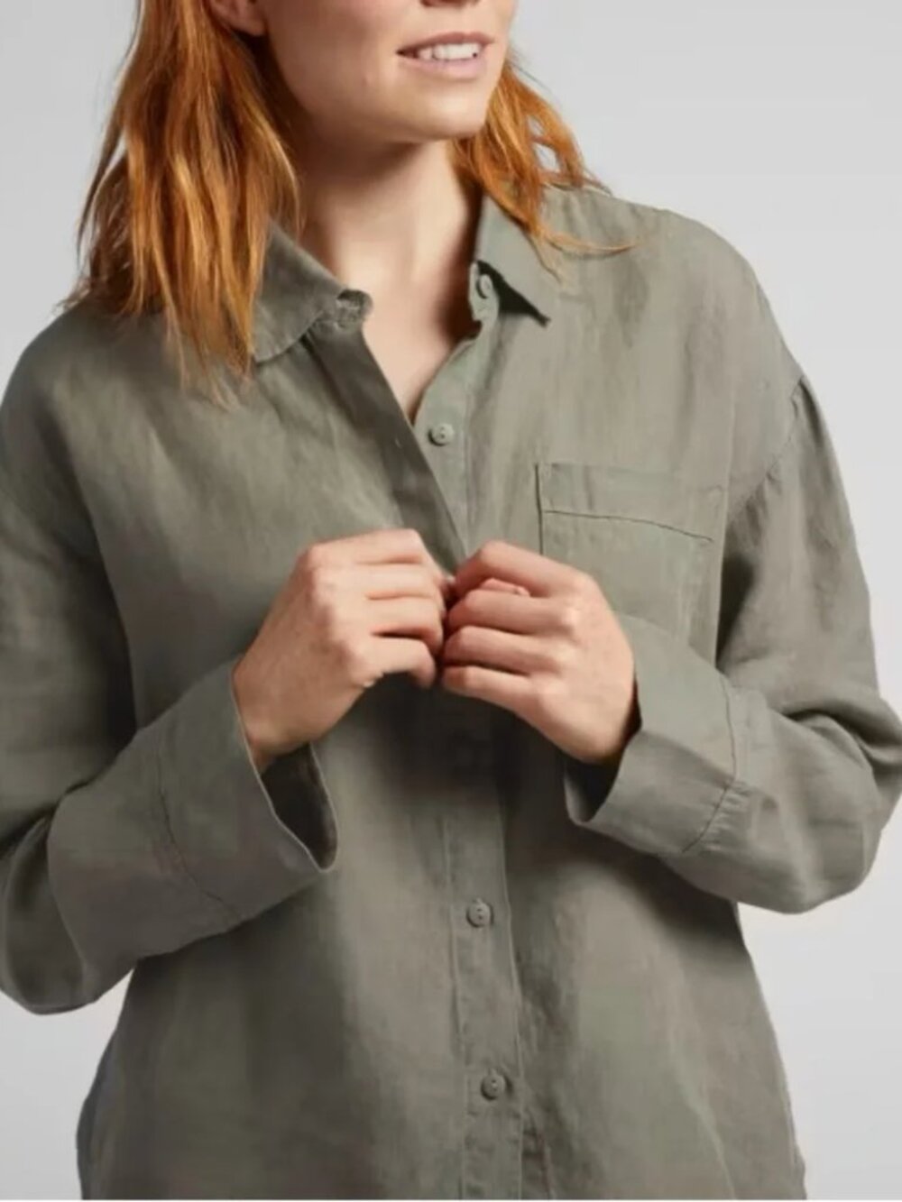 PARACHUTE Linen Oversized Button Down Shirt Moss Green. NWOT